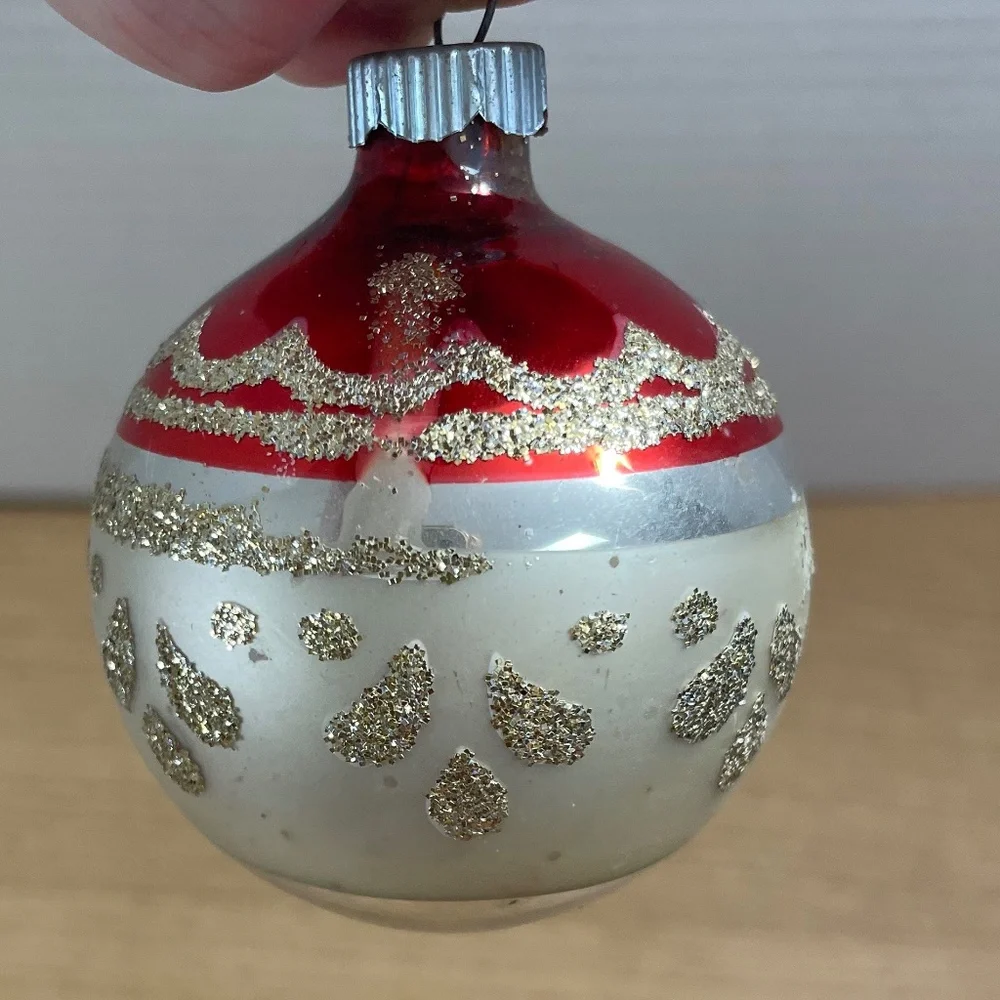 Set of 8 Vintage Christmas Ornaments Shiny Brite Satin Sheen Hallmark Made USA